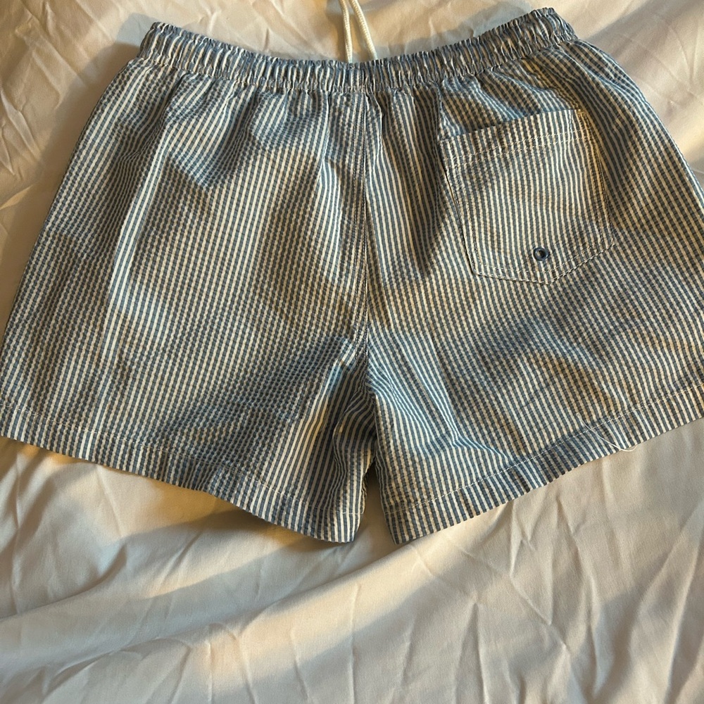 Zara Blue and White Striped Casual Shorts - Picture 2 of 4